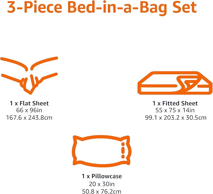 Amazon Basics Lightweight Microfiber 3-Piece Bed Sheet Set, Plum, Printed, Twin XL