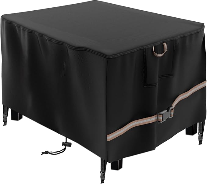 YOWDUTY Rectangular Propane Gas Fire Pit Table Cover 44x28x24 Inch, Waterproof Heavy Duty 600D Rectangle Outdoor Fireplace Cover 44 inch, All-weather Protection For Patio Firepit Table 42/43/44 inch