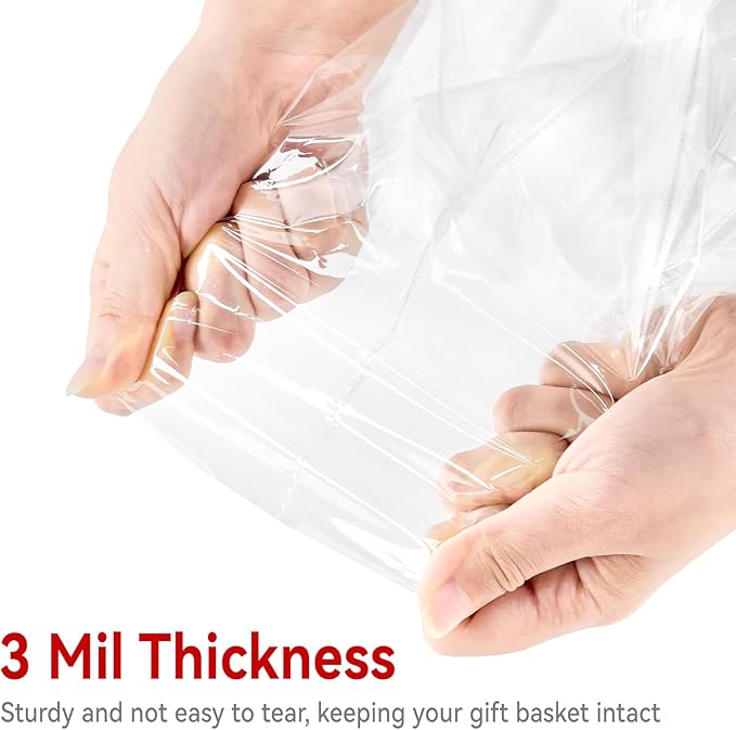 Ohuimrt 30 x 40 Inch Extra Large Cellophane Gift Bags, 6 PCS Clear Plastic Cellophane Wrap for Gift Baskets Baby Shower Birthday Wedding Party favor
