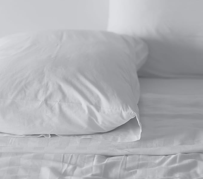 RUVANTI 100% Cotton Twin Sheets Set, 3 Pieces, Soft & Breathable Percale Weave Bedding, Deep Pocket 16", Hotel Standard, Crisp Cool Feel, Durable, Perfect Dyed Bed Sheet, Quiet Gray