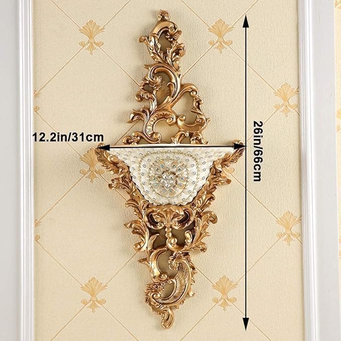 European-Style Retro Resin Wall Mount Flowers Vases for Living Dining Room Bedroom Kitchen Office Hotel Wall Deco Home Decoration Decorative Hanging Planter Vase 66 × 31cm