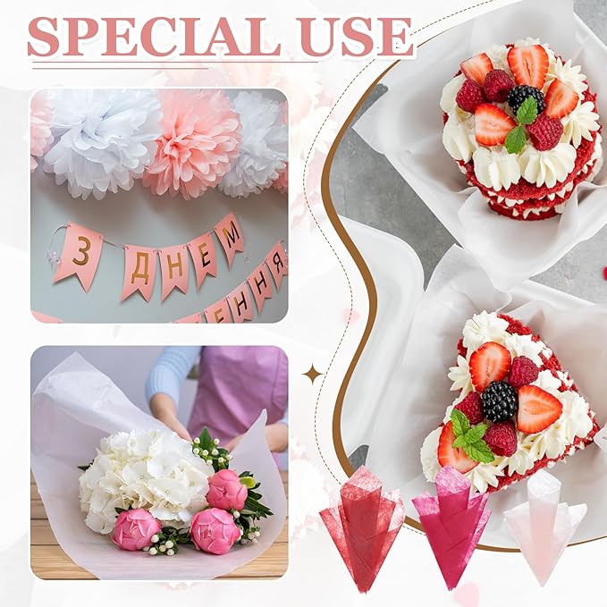 PATIKIL 11.8 Inches Tissue Flower Wrapping Paper, 133 Sheets Waterproof Floral Bouquet Wraps Gift Packaging Tissue for Party Birthday Wedding Holiday Decorations Crafts, White