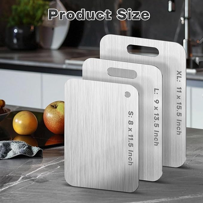 Katuchef Titanium Cutting Boards for Kitchen 100% Pure Ti Katu chef Titanium Cutting Board set Double Sided Non Toxic Titanware Chopping Board,Durable Dishwasher Safe Cutting Boards(2PC-S+L)