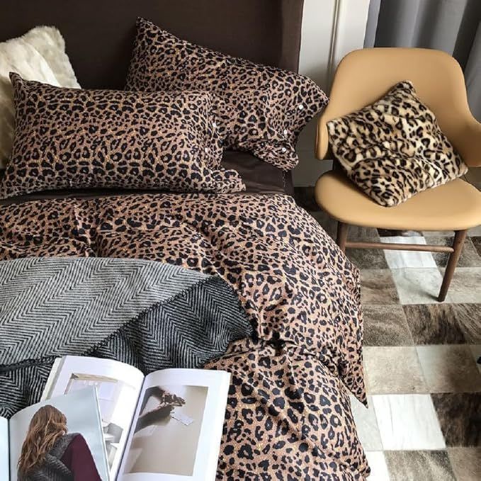 Full Comforter Set Leopard Print Comforter 3 Pieces Animal Cheetah Printed Comforter Set Full Brown/Black Floral Bedding Set Sexy Soft Farmhouse Bed Set Boho Leopard Pattern Comforter for All Season