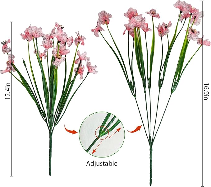 Uieke 16 Bundles Outdoor Artificial Flowers UV Resistant Fake Flowers No Fade Faux Plastic Plants for Garden Porch Window Box Home Outside Hanging Planter Spring Summer Décor (White)