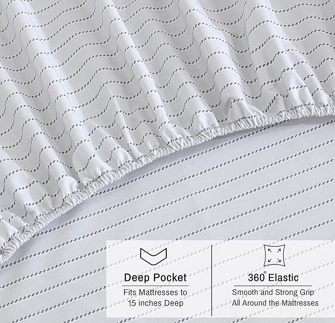 RUVANTI 100% Organic Cotton Sheets Twin XL, Percale Weave, GOTS Certified, 3-Piece Set, Deep Pocket 15", Crisp & Breathable, Soft Durable Bedding, Sábanas Algodón Orgánico – Construction Line