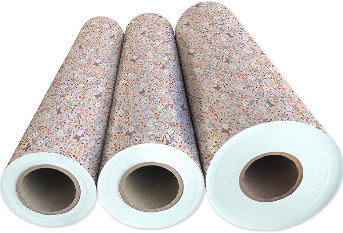 Jillson Roberts Bulk Gift Wrap, Everyday Gift Wrapping Supplies, Delicate Floral 1/4 Ream 208 feet x 30 inches