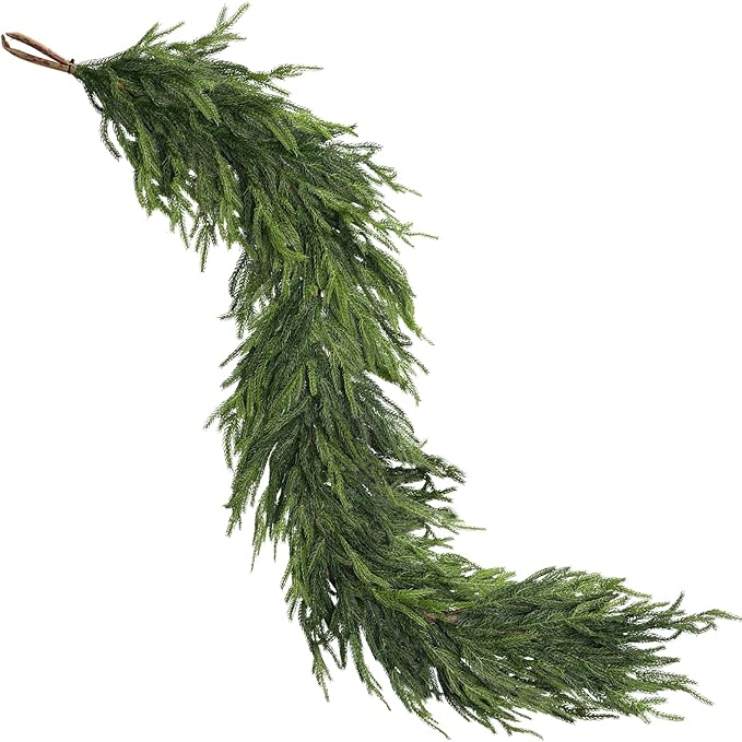 5FT Real Touch Norfolk Pine Garland - Artificial Christmas Garland Fake Green Faux Pine Needles Garland for Table Fireplace Mantle Holiday Home Indoor Outdoor Decor (1PCS)