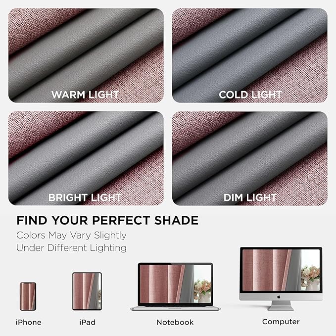 Joydeco Light Pink Blackout Curtains 120 Inches Long, Extra Long Curtains 120 Inch Length 1 Panel for Bedroom, Thermal Insulated Linen Black Out Curtains with Grommets(100x120, Light Pink)