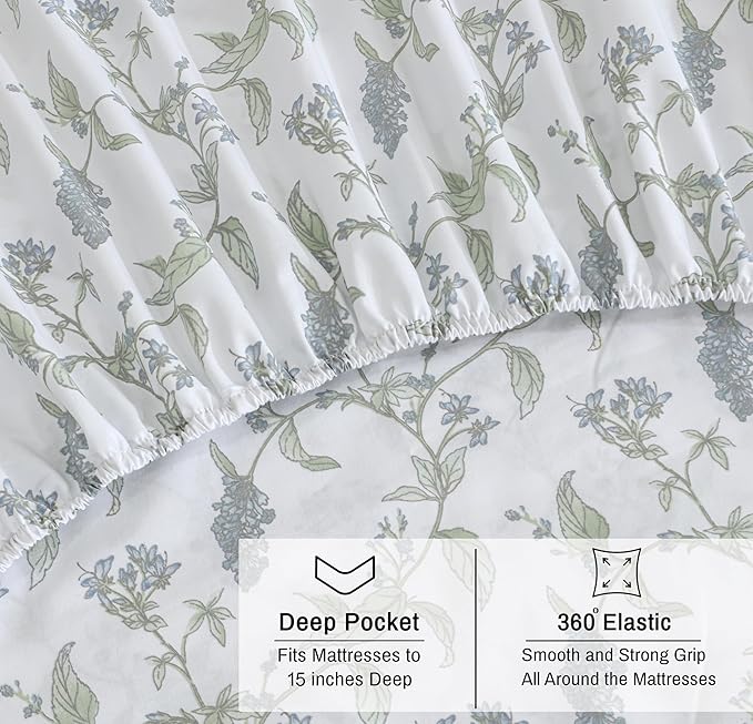 RUVANTI 100% Organic Cotton Sheets King Size, Percale Weave, GOTS Certified, 4-Piece Set, Deep Pocket 15", Crisp & Breathable, Soft Durable Bedding, Sábanas Algodón Orgánico – Vine Yard