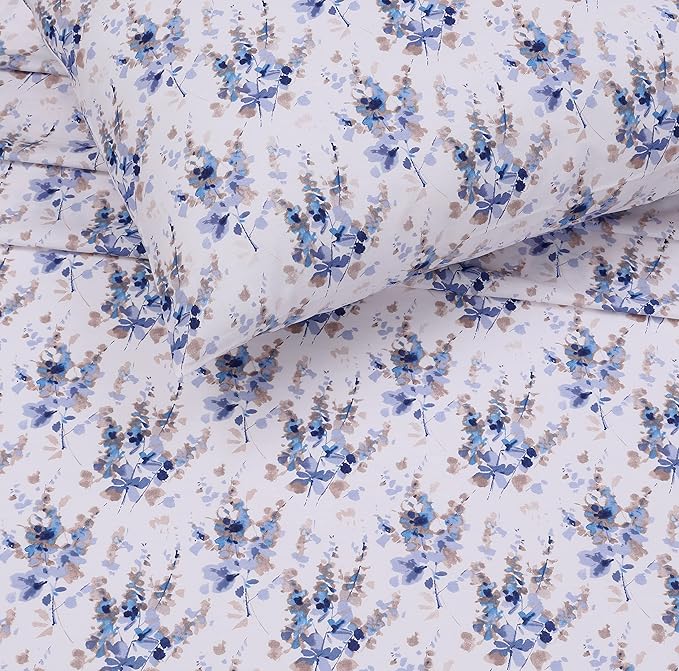 RUVANTI 100% Cotton Full Size Bed Sheets, 4 Pieces, Soft & Breathable Percale Weave Bedding, Deep Pocket 16", Hotel Standard, Crisp Cool Feel, Durable, Perfect Sheet Set Floral, Maple