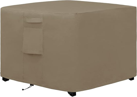 Easy-Going Outdoor Fire Pit Cover Square 32" Lx32 Wx24 H, Durable Outdoor Gas Firepit Cover, Waterproof and Weatherproof Cover for Fire Pit, Camel