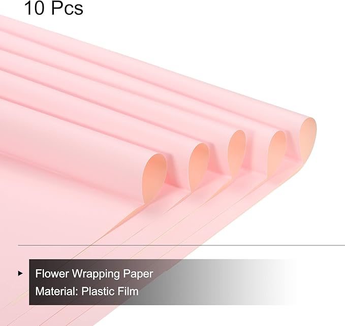 MECCANIXITY 10 Pcs Double Sided Color Flower Wrapping Paper Pink 22.8"x22.8" Waterproof for Florist Bouquet Supplies, DIY Crafts, Gift Box Packaging
