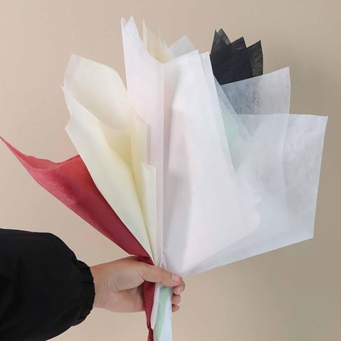 FAYADA Korean Cotton Flower Wrapping Paper Non-Woven Floral Bouquet Wraps Gift Packaging Florist Supplies 20 Sheets Florist Waterproof Flower Wrapping Paper for Fresh Flowers-22.8x22.8 Inch (Wine)