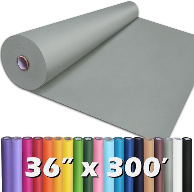 PerkHomy Light Grey Kraft Paper Roll 36" x 3,600" (300') for Gift Wrapping Bouquet Flower Art Painting Craft Writing Packaging Shipping 80GSM 55LB (Light Grey, 36" x 300')