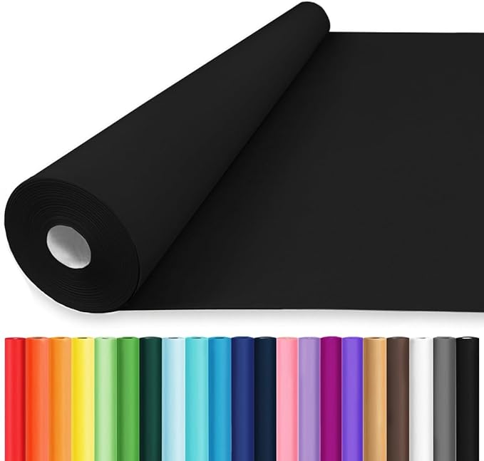 Vanhench 24"x1500"(125') Black Wrapping Paper, Birthday Wrapping Paper, Solid Color Art Kraft Craft Paper for Gift Wrapping, Birthday, Bouquet Flower Crafts Packing Poster Bulletin Board Paper