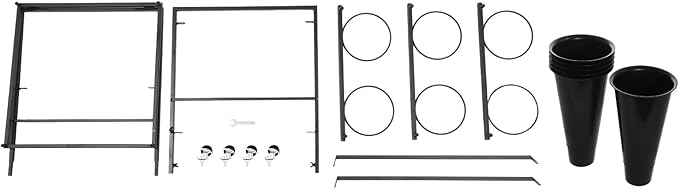 Flower Display Stand with 6 Buckets, 3 Layer Metal Plant Stand Indoor with Wheels, Heavy Duty Moving Flower Cart Flower Rack for Outdoor Patio, Garden, Florist