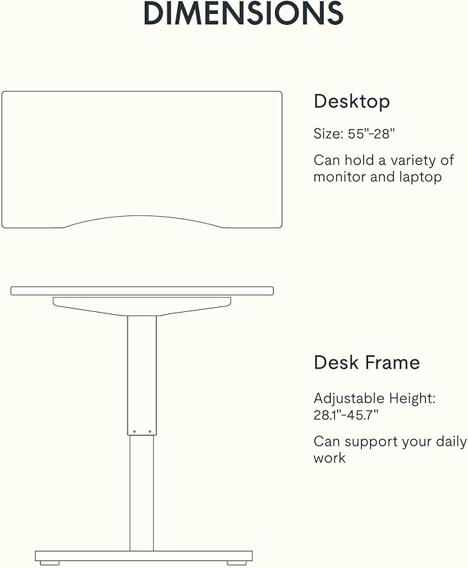 FLEXISPOT EN1 Bamboo Standing Desk, 55 x 28 Inches One-Piece Electric Adjustable Height Sit Stand Table, Home Office Stand Up Desk (Black Frame + Bamboo Curved Desktop, 2 Packages)