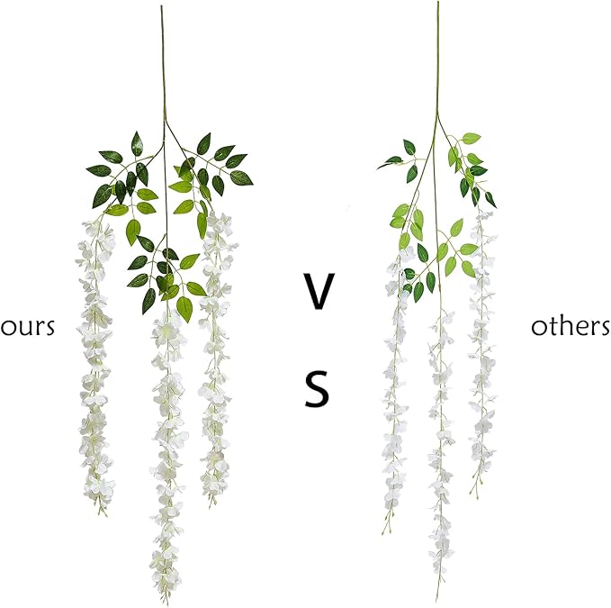 Duovlo 12 Piece Artificial Silk Wisteria Vine 3.6 Feet Hanging Flower Garland String Home Party Wedding Decor (Light Blue)