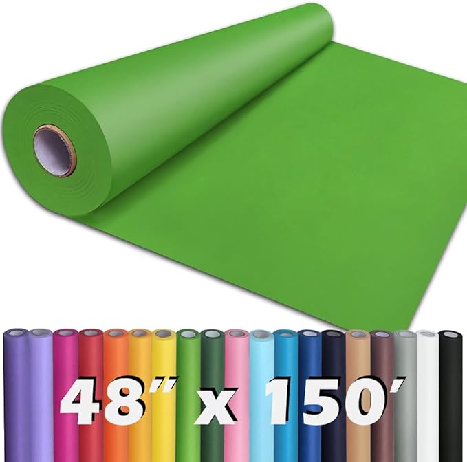 PerkHomy Medium Green Kraft Paper Roll 48" x 1,800" (150') for Gift Wrapping Bouquet Flower Art Painting Craft Writing Packaging Shipping 80GSM 55LB (Medium Green, 48" x 150')