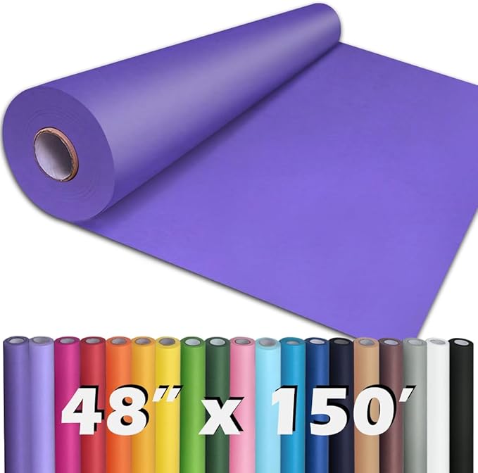 PerkHomy Purple Kraft Paper Roll 48" x 1,800" (150') for Gift Wrapping Bouquet Flower Art Painting Craft Writing Packaging Shipping 80GSM 55LB (Purple, 48" x 150')