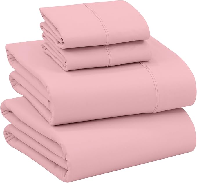 RUVANTI 100% Cotton California King Sheet Sets, 4 Pieces, Soft & Breathable Percale Weave Bedding, Deep Pocket 14", Hotel Standard, Crisp Cool Feel & Durable, Perfect Dyed Sheets, Bridal Rose