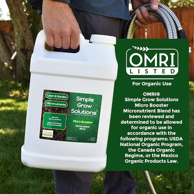 Micronutrient Booster- Complete Plant & Turf Nutrients- Simple Grow Solutions- Garden & Lawn Fertilizer- Grower, Gardener- Liquid Food for Grass, Tomatoes, Flowers, Vegetables (2.5 Gallon)