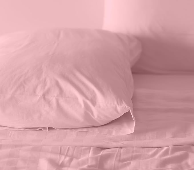 RUVANTI 100% Cotton Split King Sheets Sets for Adjustable Bed, 5 PCs, Soft & Breathable Percale Weave Bedding, Deep Pocket 16", Hotel Standard, Crisp Cool Feel & Durable, Dyed Sheet, Bridal Rose