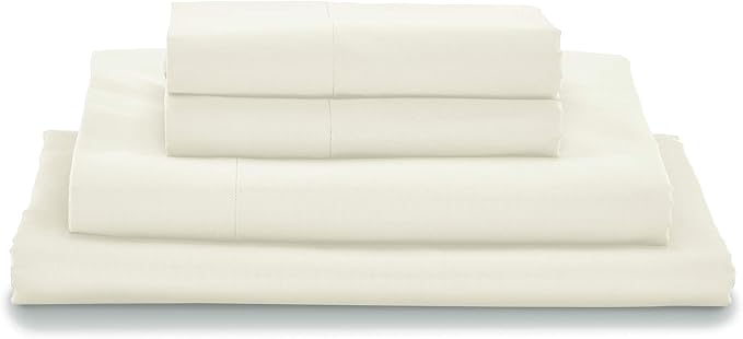 MyPillow Giza Dreams Bed Sheets, 100% Certified Giza Egyptian Cotton, Deep Pocket, Sateen Weave [Twin, Ivory]