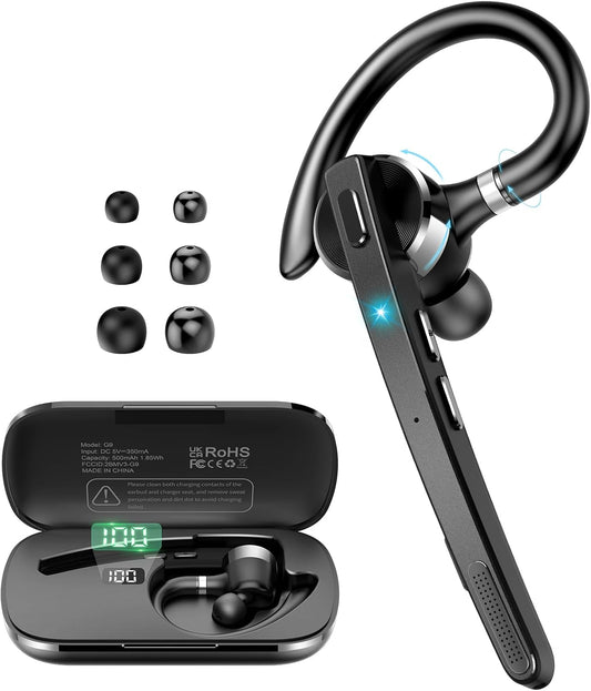 Thunelec Bluetooth Headset - Wireless 5.3 Earpiece with 90Hrs Battery Life & APTX HD Audio | Dual Noise Cancelling Mics