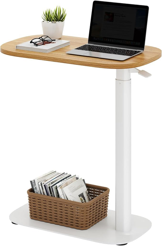 SANODESK Small Standing Desk Pneumatic Height Adjustable Small Sit Stand Desk Laptop Desk Overbed Table Computer Cart for Home Office Computer Workstations(23.6" W x 13.8" D,Maple)