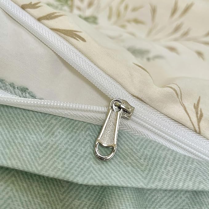 Garden Style Floral Duvet Cover Twin 3 Pieces Vintage Cottagecore Bedding Set 100% Cotton Botanical Floral Comforter Cover for Girls Women Chic Flower Leaves Plants Pattern Farmhouse Bedding Set