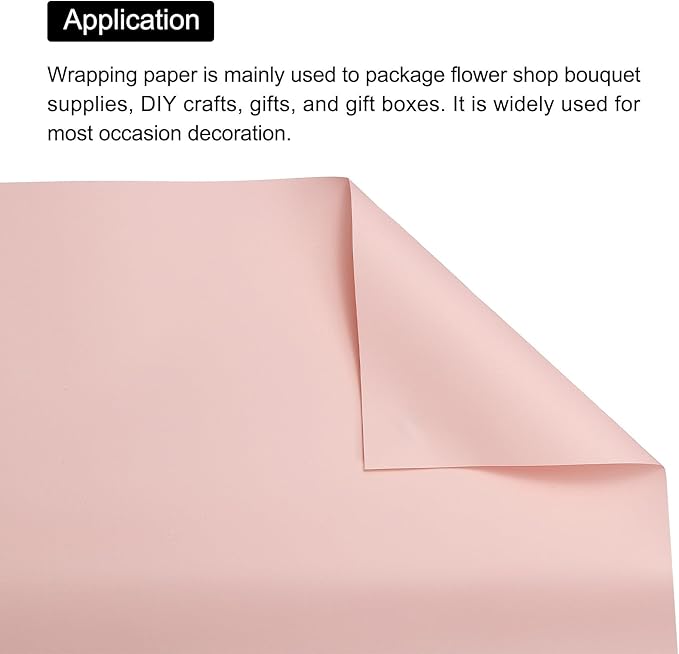 MECCANIXITY Set of 20 Flower Wrapping Paper 22.8x22.8 Inch Waterproof Florists Wrapping Paper for Florist Bouquet Supplies, DIY Crafts, Gift/Gift Box Packaging Light Pink