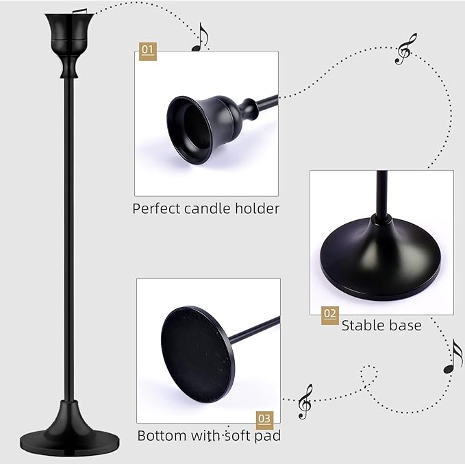 Candlestick Holders,Taper Candle Holder for Candlesticks Black Candelabra Candle Holders Vintage Candle Stick Candle Holder for Fireplace Party Dining Home