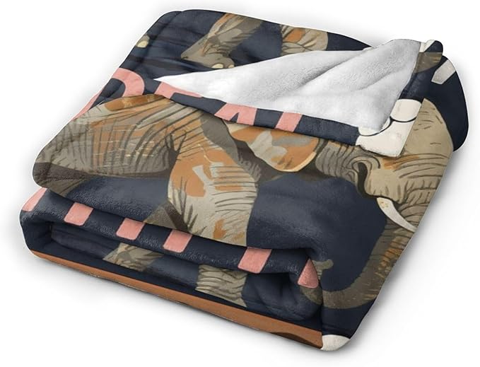 Elephant Blanket Elephants Throw Blanket Animal Soft Cozy Fleece Fuzzy Stuffed Plush Flannel Gifts for Girls Women Boys Kids Adults 50"X60"