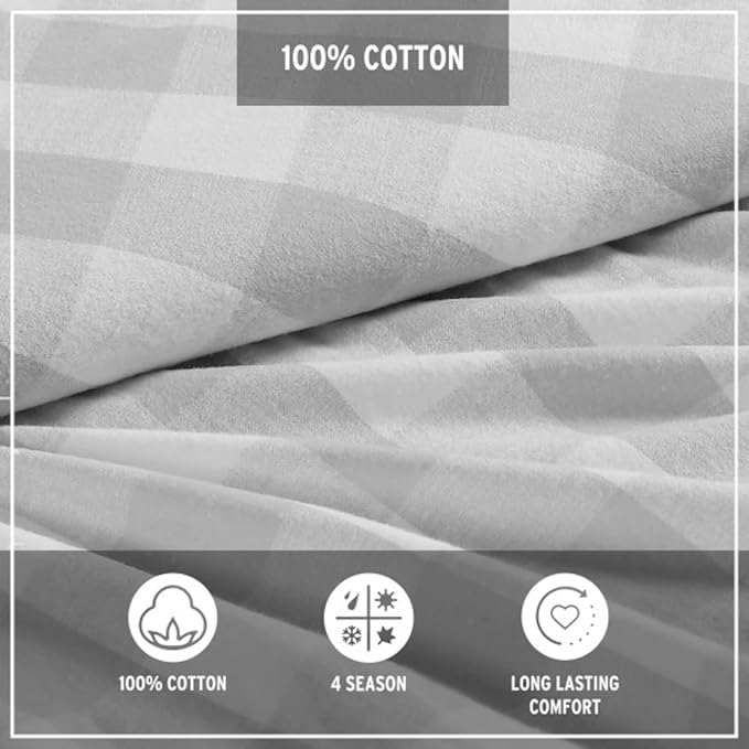 Eddie Bauer - Queen Sheets, Cotton Flannel Bedding Set, Brushed For Extra Softness, Cozy Home Decor (Lakehouse Plaid, Queen)