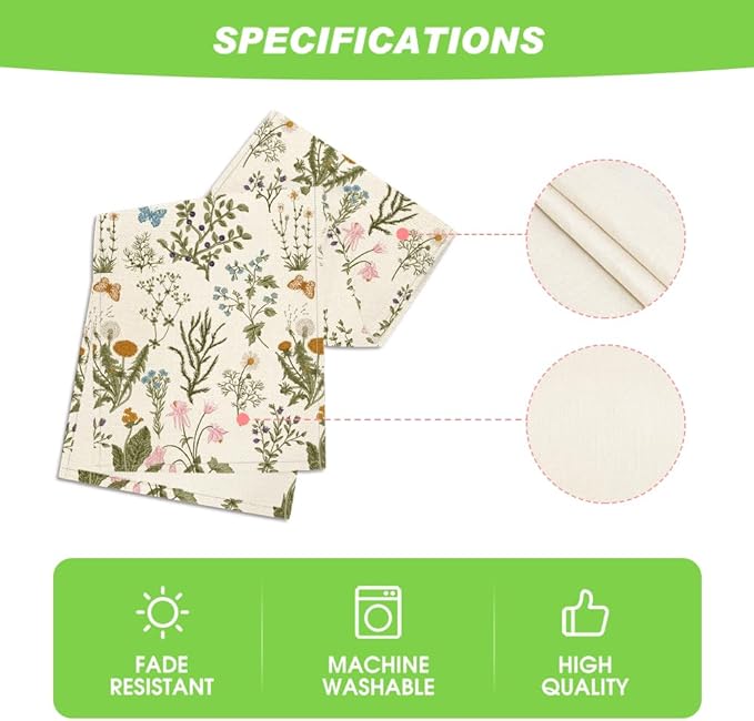 Artoid Mode Wildflowers Floral Spring Table Runner, Butterfly Seasonal Summer Kitchen Dining Table Decoration for Home Party Decor 13x120 Inch