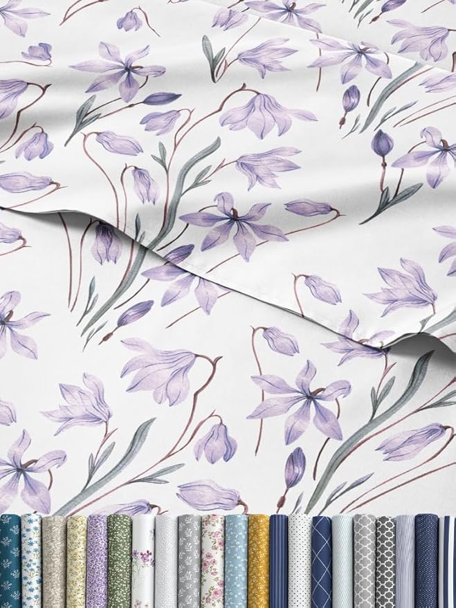 Floral Sheets - Pink Floral Bed Sheet Set - 1 Flat & 1 Fitted & 2 Pillowcases w/ Deep Pockets - Comfy, Wrinkle & Fade Free - Boho Botanical Bedding - Ultra-Soft, Breathable & Cooling - King Size Set