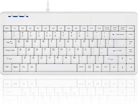 Perixx PERIBOARD-409WU US, Wired USB Mini Keyboard - White - US English