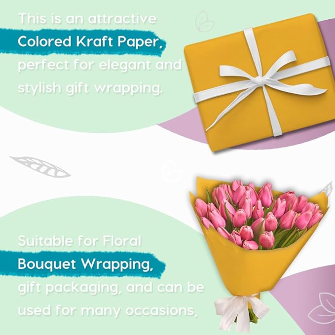 PerkHomy Orange Kraft Paper Roll 36" x 3,600" (300') for Gift Wrapping Bouquet Flower Art Painting Craft Writing Packaging Shipping 80GSM 55LB (Orange, 36" x 300')