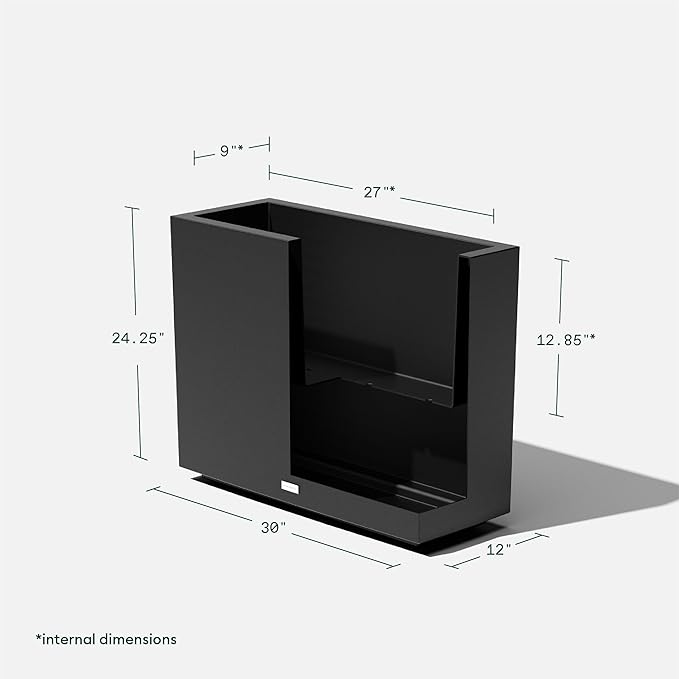 Veradek Block Series Span Plastic Planter - Tall Rectangular Planter for Indoor or Outdoor Patio/Porch | Durable All-Weather with Removable Insert Bucket | Modern Design for Plants, Flowers, Garden