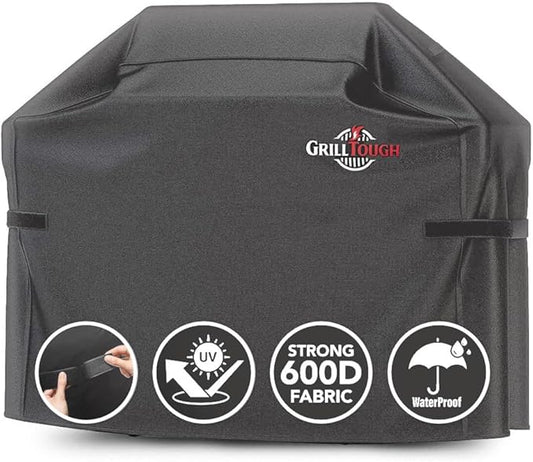 GrillTough Heavy Duty BBQ Grill Cover for Outdoor Grill, 58 Inch – Waterproof, Weather Resistant, UV & Fade Resistant with Adjustable Straps – Gas Grill Cover for Weber, Charbroil, etc. Charcoal