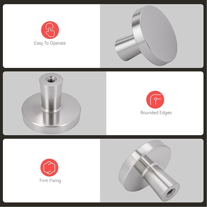 homdiy 25 Pack Brushed Nickel Cabinet Knobs Round Kitchen Handles Zinc Alloy Metal Hardware for Dresser Drawer Desk Cupboard