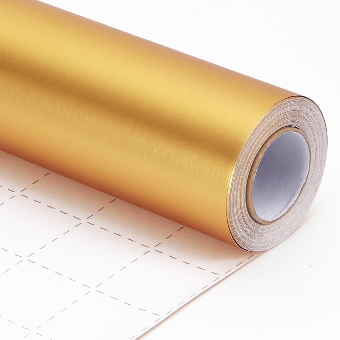 Gold Wrapping Paper, Christmas Gift Wrap Paper, 17inch x 33ft Matte Metallic Solid Color Golden Wrapping Paper Roll for Birthday, Baby Shower, Wedding, Valentine's Day, DIY Invitations, Arts & Crafts