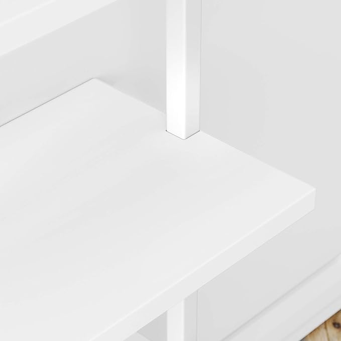 Nathan James Theo 5-Shelf Modern Bookcase, Open Wall Mount Ladder Bookshelf with Industrial Metal Frame, White, Set of 4