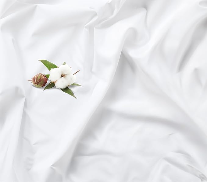 RUVANTI 100% Organic Cotton Sheets Twin Size, Percale Weave, GOTS Certified, 3-Piece Set, Deep Pocket 15", Crisp & Breathable, Soft Durable Bedding, Sábanas Algodón Orgánico – Bright White