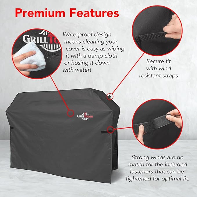 GrillTough Heavy Duty BBQ Grill Cover for Outdoor Grill, 30 Inch – Waterproof, Weather Resistant, UV & Fade Resistant with Adjustable Straps – Gas Grill Cover for Weber, Charbroil, etc. Charcoal