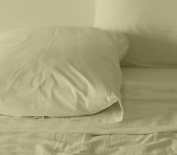 RUVANTI 100% Cotton Twin XL Sheet Sets, 3 Pieces, Soft & Breathable Percale Weave Bedding, Deep Pocket 16", Hotel Standard, Crisp Cool Feel, Durable, Perfect Size Dyed Sheets, Sage Green