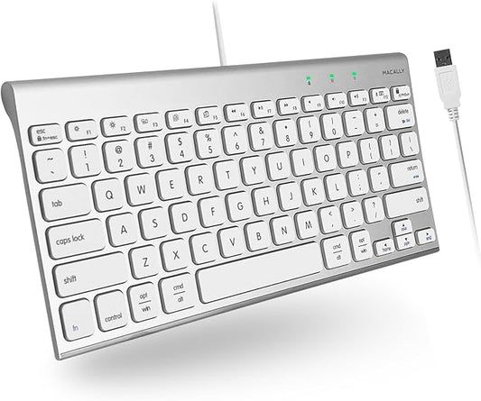 Macally Wired Keyboard for Mac | Compatible Apple Keyboard (78 Keys, Plug and Play USB) Compatible with MacBook Pro/Air, iMac, Mac mini/Pro, Laptop, Computer Desktop