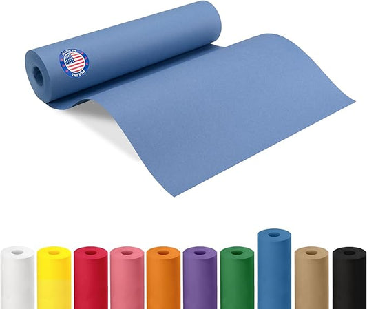 12" x 1200" (100 feet) Blue Kraft Paper Roll - USA-Made Quality Craft Paper for Gift Wrapping, Kids' Arts & Crafts, School Projects - 100% Recycled Natural Material 50lb Thickness by IDL Packaging
